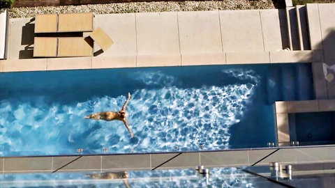 Carter Cruise nude swimming in pool, blonde slim body teasing BBC action