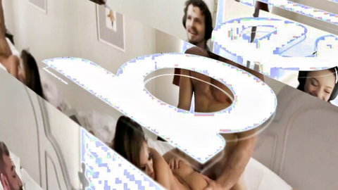 Muscular curly-haired stud fucks petite Asian babe missionary style showing her small tits and pussy