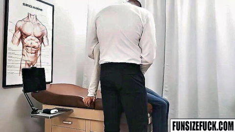 Legrand Wolf towers over Damien Grey in medical exam before rough anal