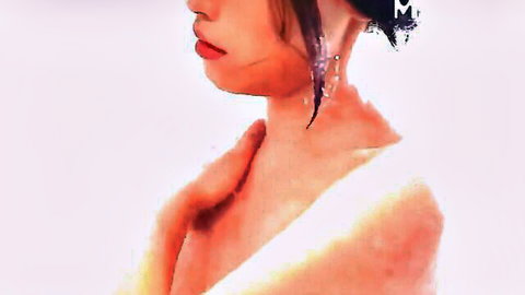 Seductive Asian wife in low-cut white dress teasing with big tits and sultry pose