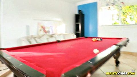 Persia London pool table audition sex with Brannon Rhodes facial