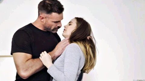 Charles Dera intimately chokes Devon Green in passionate embrace, Teenfidelity