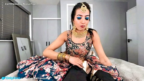 Sexy Indian woman in colorful saree teases seductively in homemade POV