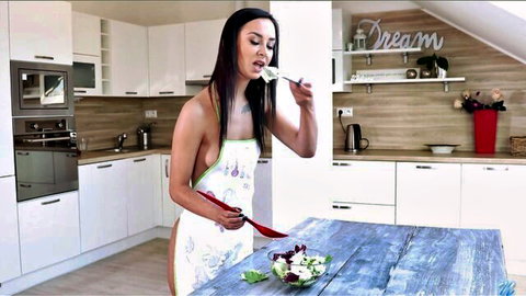 Freya Dee teases in revealing apron, solo kitchen play