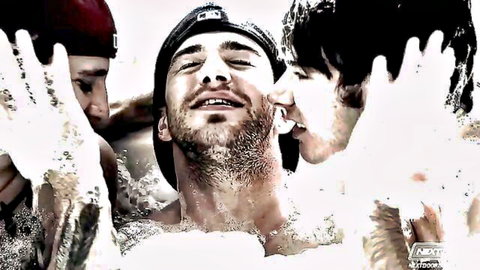 Brandon Bronco, Conner Hastings & Addison Savage in steamy foam gay orgy threesome