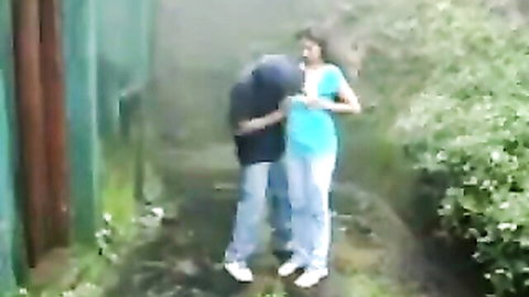 Hot Indian babe embraces guy in park outdoor sex scene
