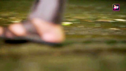 Utha Patak's curvy dark-skinned legs and feet in sandals outdoors, 9.9.2024