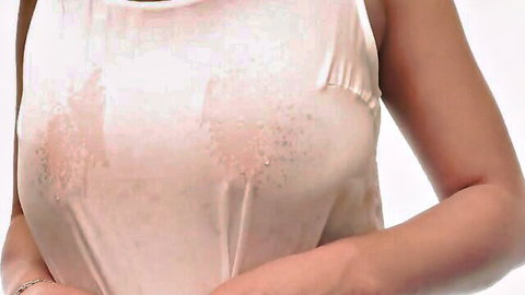 Asian amateur in wet see-through silk top showing nipples in solo JAV