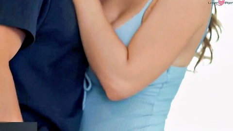 Octavia Red MILF moans as dominant man grabs her in blue dress