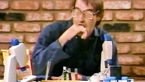 Dr. Jeckel in classic lab porn scene with Ms. Hide big tits
