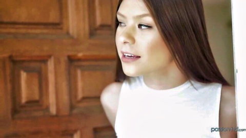 Winter Jade seductive in white tank top for supermodel negotiation