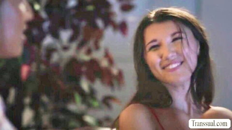 Smiling brunette stepmom with big tits seduces sexy stepdaughter
