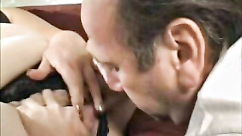 Mature man and chubby woman's hand in intimate crotch touch scene