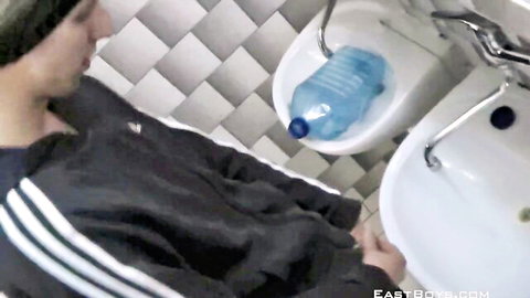 Young twink Cliff Douglas teases in bathroom POV, Eastboys adventure