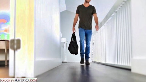 Bearded stranger with duffel bag walking hallway - Violet Gems stranger fuck