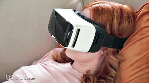 Kaira Love redhead in VR headset, teasing lesbian sexcapades