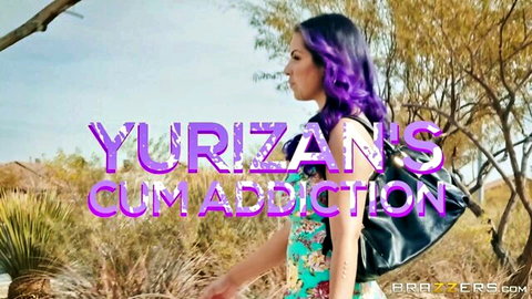 Yurizan Beltran in tight colorful dress teases her huge tits and curvy ass outdoors for Brazzers cum addiction