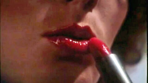 Vintage close-up of babe applying red lipstick, Swedish Erotica teaser