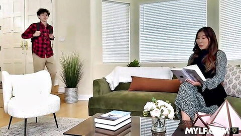Nicole Doshi trains busty Asian stepmom in pleasure handling scene