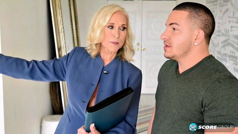 Katia blonde MILF realtor teases young Latino client in office