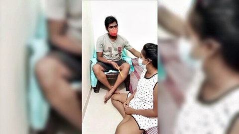 Desi college girl in dotted dress teases teacher in intimate masked encounter