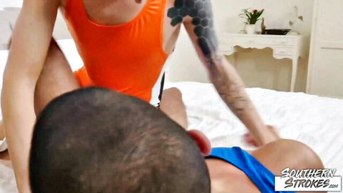 Javi Xisco barebacks twink Gregor Gilead in orange speedo on bed