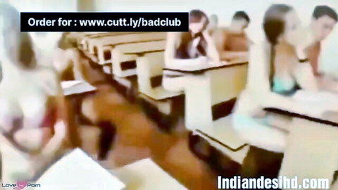 Hot Indian MILF Aeshi and Biwi Ho tease with big tits in group classroom scene