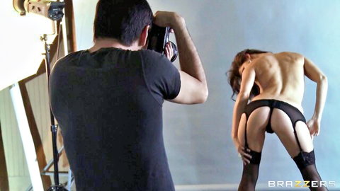 Jenni Lee bends over in black lingerie and stockings for steamy photoshoot