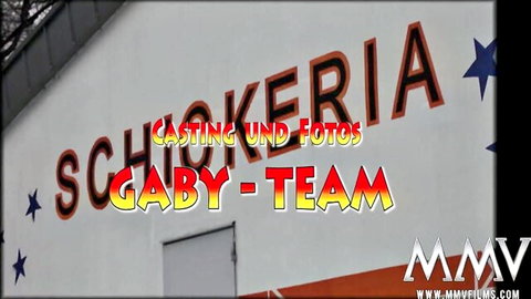 Schickeria club facade with Gaby-Team casting und fotos sign and MMV logo