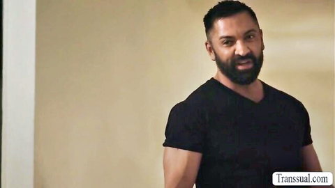 Muscular stepdad smirks in black tee before rough anal with curvy Darcy
