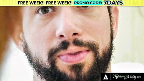 Bearded stud faces camera in promo for GILF hooker pounding in stockings
