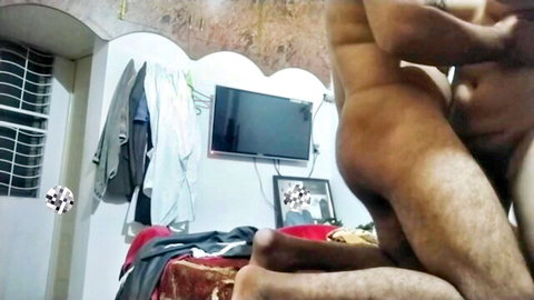 Two muscular Indian men in hardcore anal sex, nude and intense