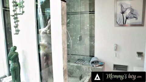 Crystal Rush nude in steamy shower, teasing tight MILF body
