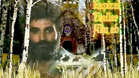 Bearded Rasputin-like man in mystical forest, Russian adult video trailer