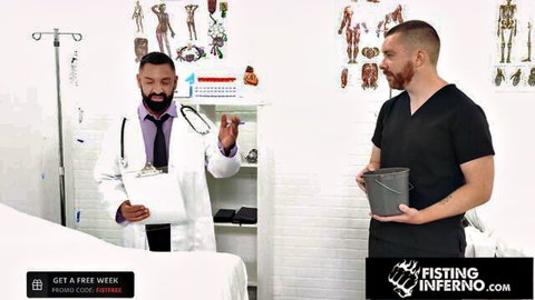 Dominic Pacifico in doctor-patient fisting tease, muscular bearded men