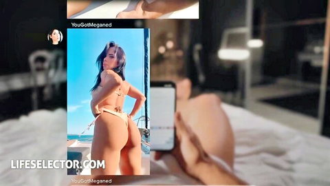 POV petite brunette in yellow thong bikini bending over showing tight ass cheeks