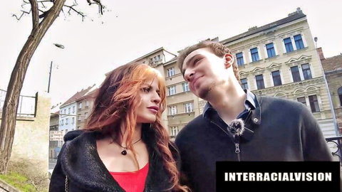 Natali Quinn in intimate interracial moment with stranger outdoors