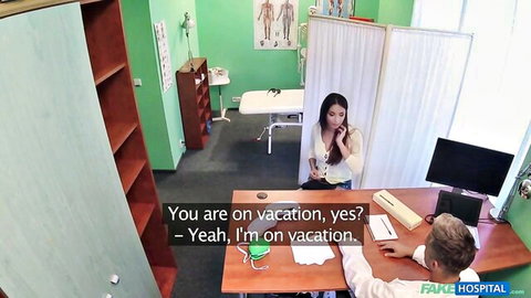 Anissa Kate in kinky doctor office roleplay, teasing natural big tits