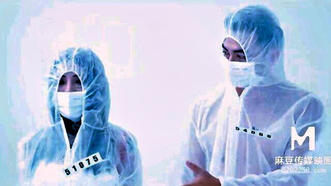 Chinese couple in hazmat suits for kinky sexual experiment