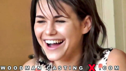 Chintia Doll laughing in Woodman Casting X, big natural tits and ass