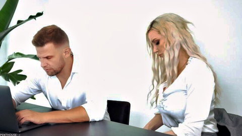 Kenzie Taylor blonde MILF in white blouse teasing office partner