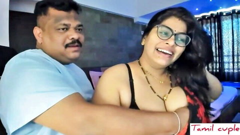 Busty Tamil couple embracing intimately in amateur HD video