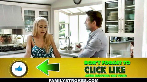 Savannah Sixx in floral dress seduces stepdad in kitchen scene