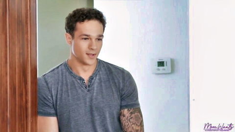 Iluvy tattooed hunk in gray V-neck, stepmom roleplay thumbnail with Gigi Dior big tits