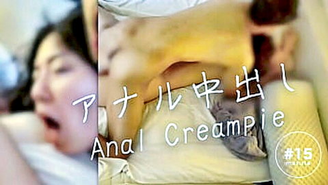 Blurry Japanese nurse in intense anal creampie sex scene, cuckold theme