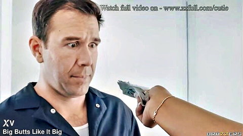 Jayla Page holds money to man's head in surprising Brazzers plumber scene