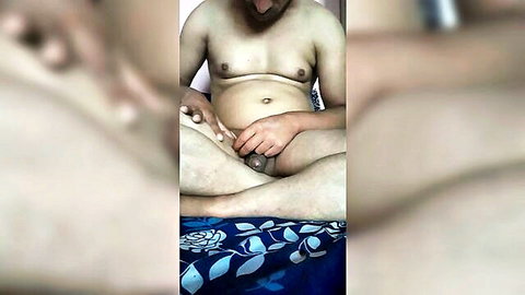 Nabin Chaulagain Asian man solo masturbation, hairy and bearded
