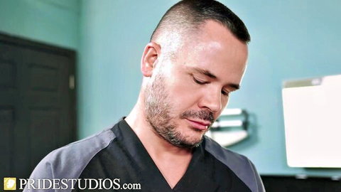 Valentin Petrov in scrubs for juicy gay BJ and rimjob with Riley Mitchel