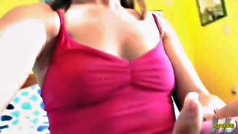 Jaclyn Case teases in pink tank top, solo homemade strip show