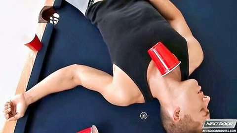 Christian Wilde passed out on pool table in hungover gay scene with Brandon Lewis